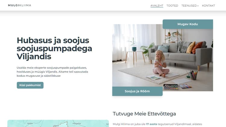 Ettevõtte veebileht koos toote valikuga